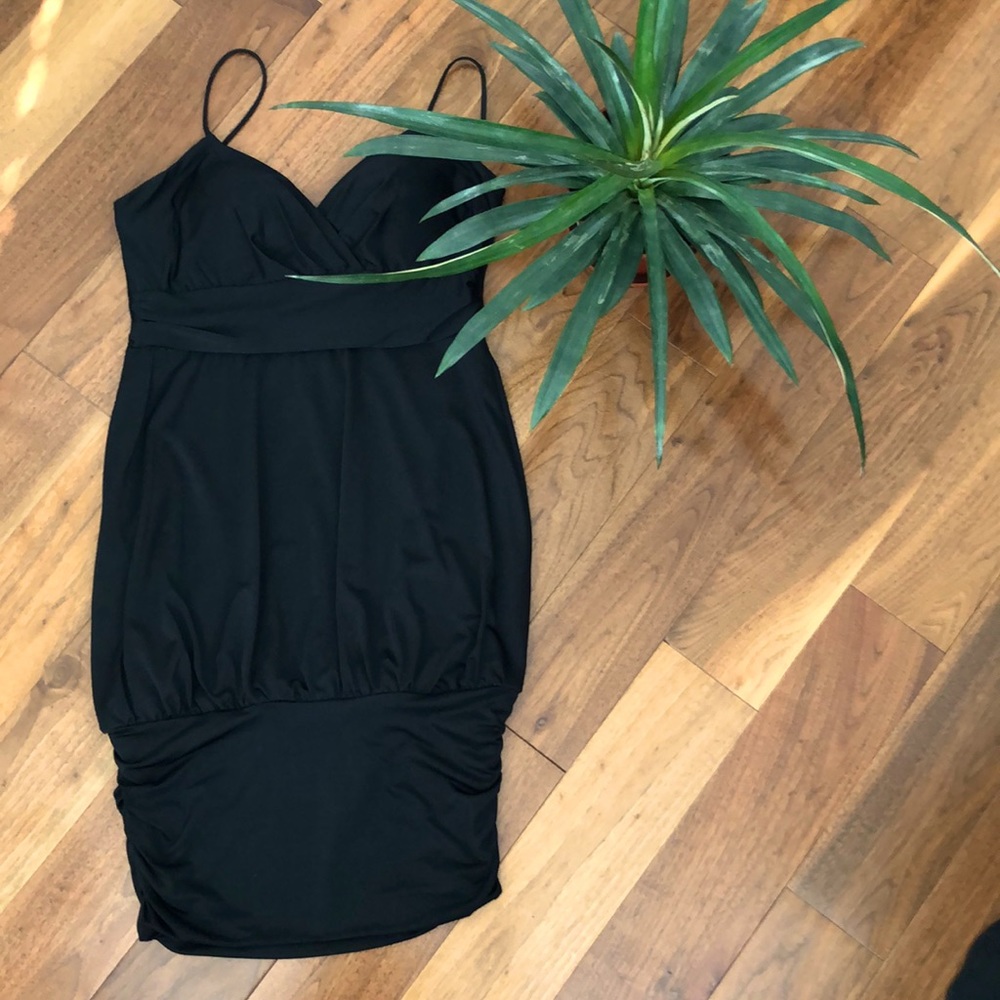 Black spaghetti strap cocktail dress